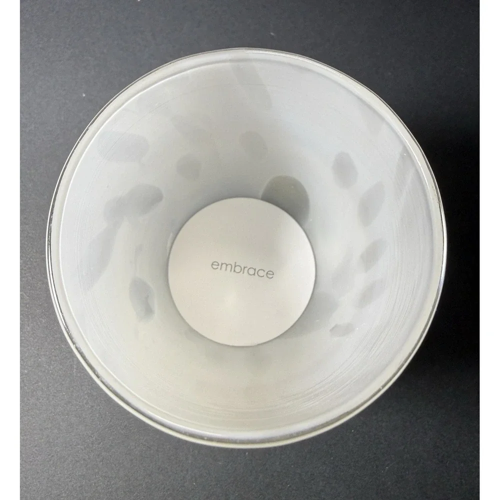 Glassybaby Candle Holder EMBRACE White Glass Votive‎ Holder Pre Triskelion 1956